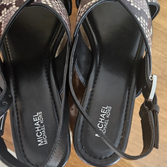 Michael Kors Snakeskin and Black Wedge Sandals - Picture 4 of 5
